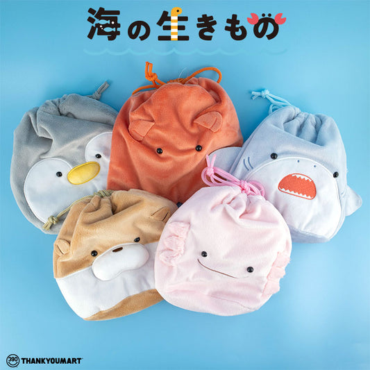 海の生きもの ふわふわ巾着