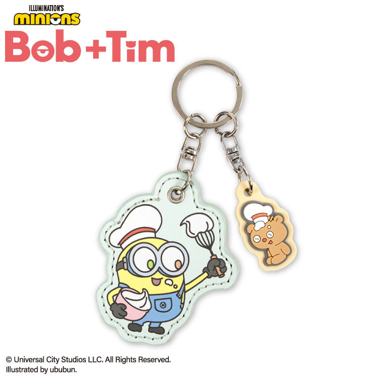 MINIONS Bob+Tim コラボ レザー調キーホルダー