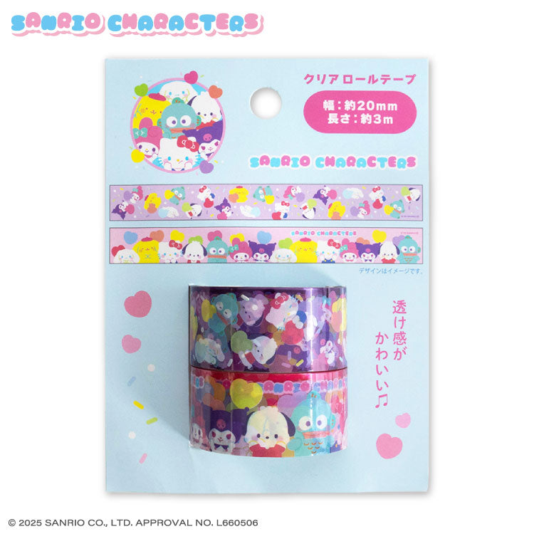 サンリオキャラクターズ ぷにきゅきゅデザイン クリアロールテープ2P